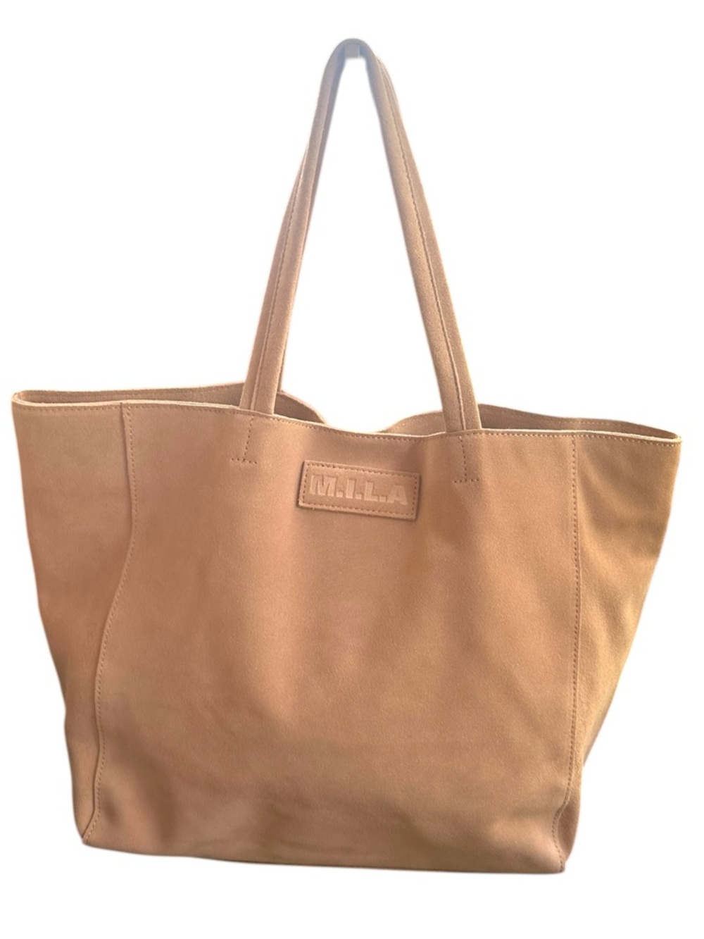 M.I.L.A Blush Pink Suede Tote Bag Large Minimalist Luxury Everyday Work Travel - Picture 3 of 16